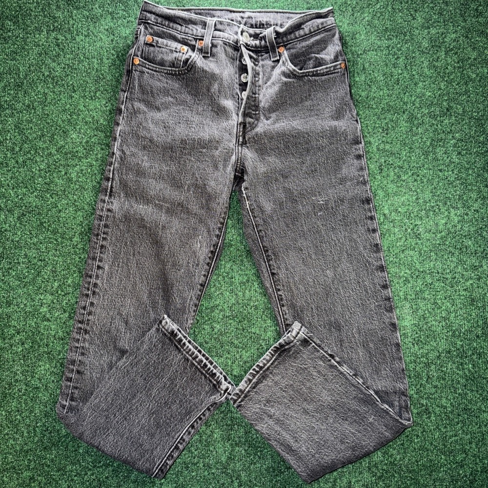 501 Levi's Button Fly Jeans Women's 25x28 26 Inseam Black Slim Fit Jeans Y2K